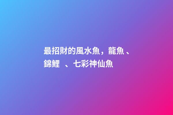 最招財的風水魚，龍魚、錦鯉、七彩神仙魚